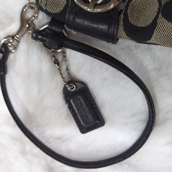 Coach Signature Black and Tan Clutch Wristlet - Picture 7 of 12